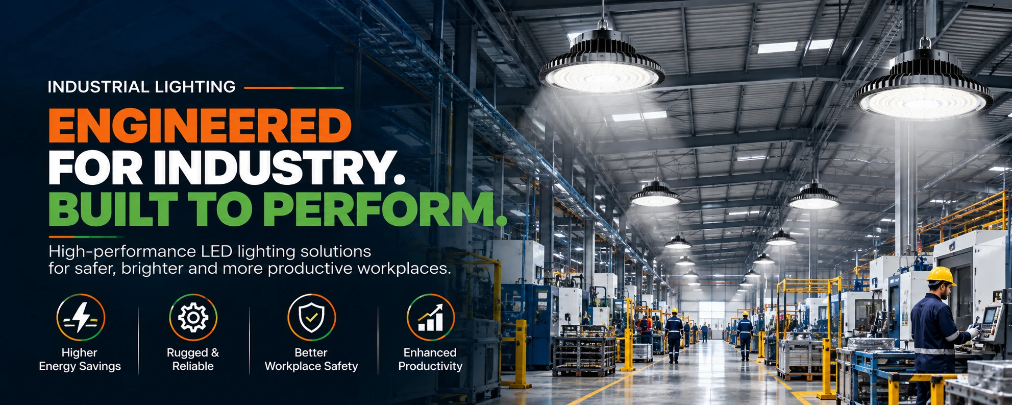 Industrial lighting - Engineered for industry. Built to perform. High-performance LED high bay lighting for safer, brighter workplaces.