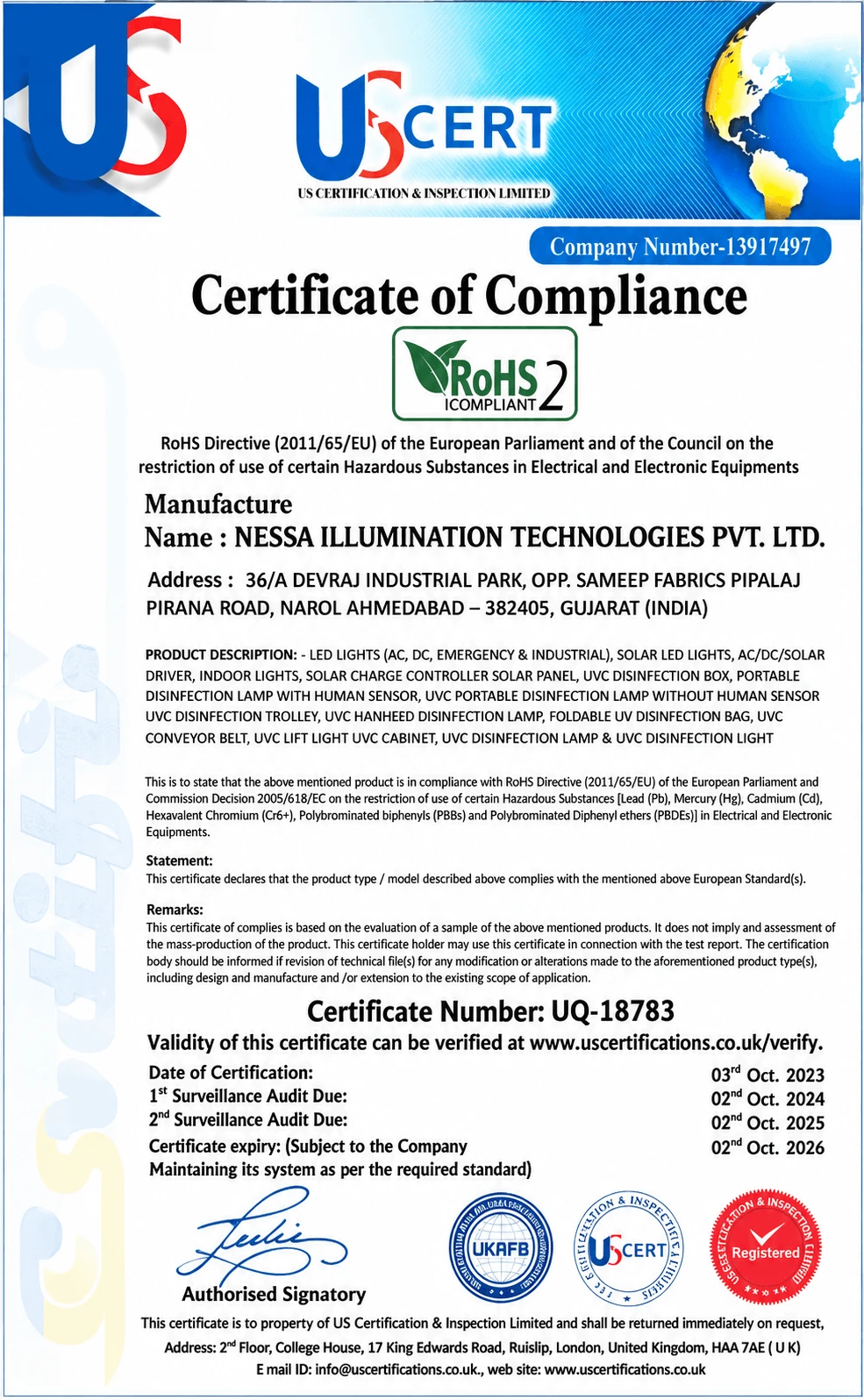 RoHS 2 Compliant